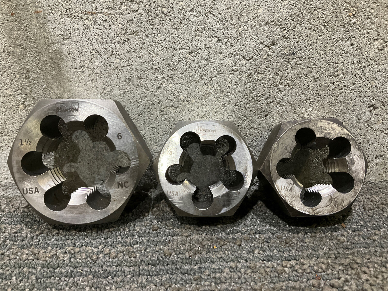 HANSON HEX DIE 1 1/2” & 1 1/8” 222 LOT OF 3