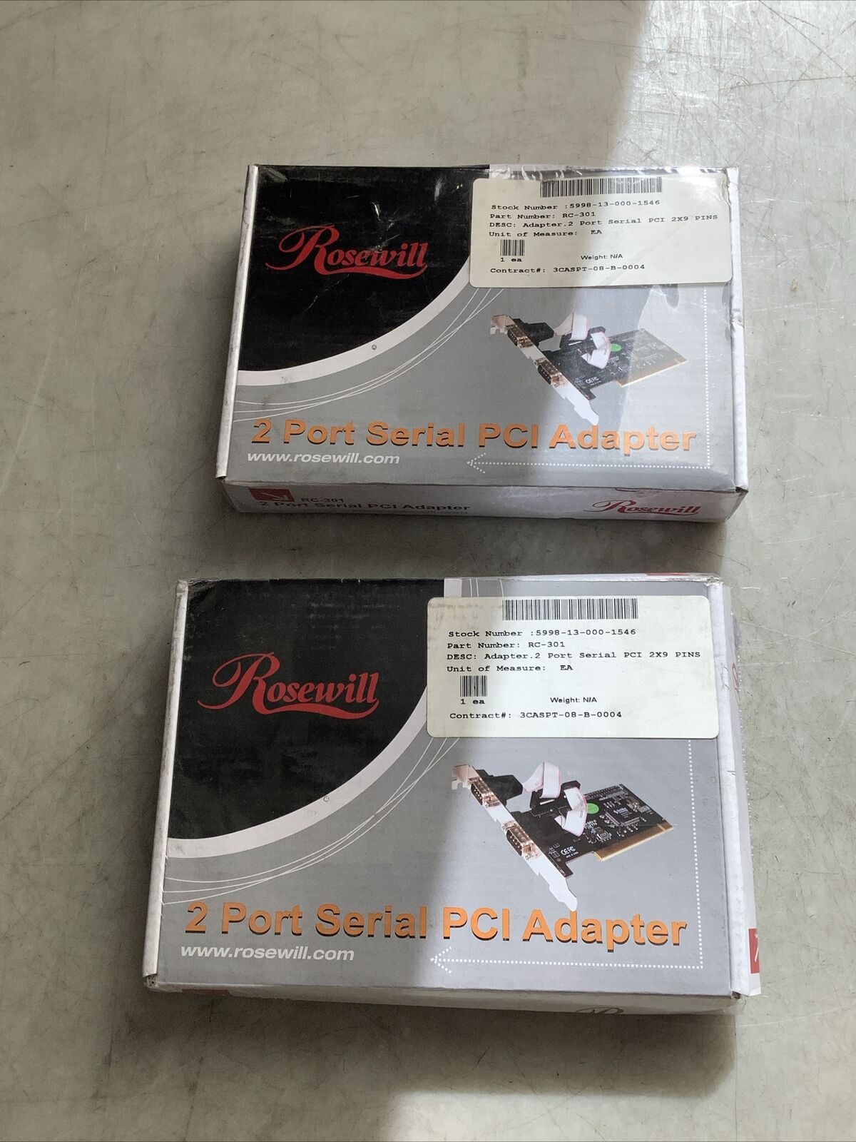 ROSEWILL RC-301 2-PORT SERIAL PCI ADAPTER CARD U3S - LOT OF 2