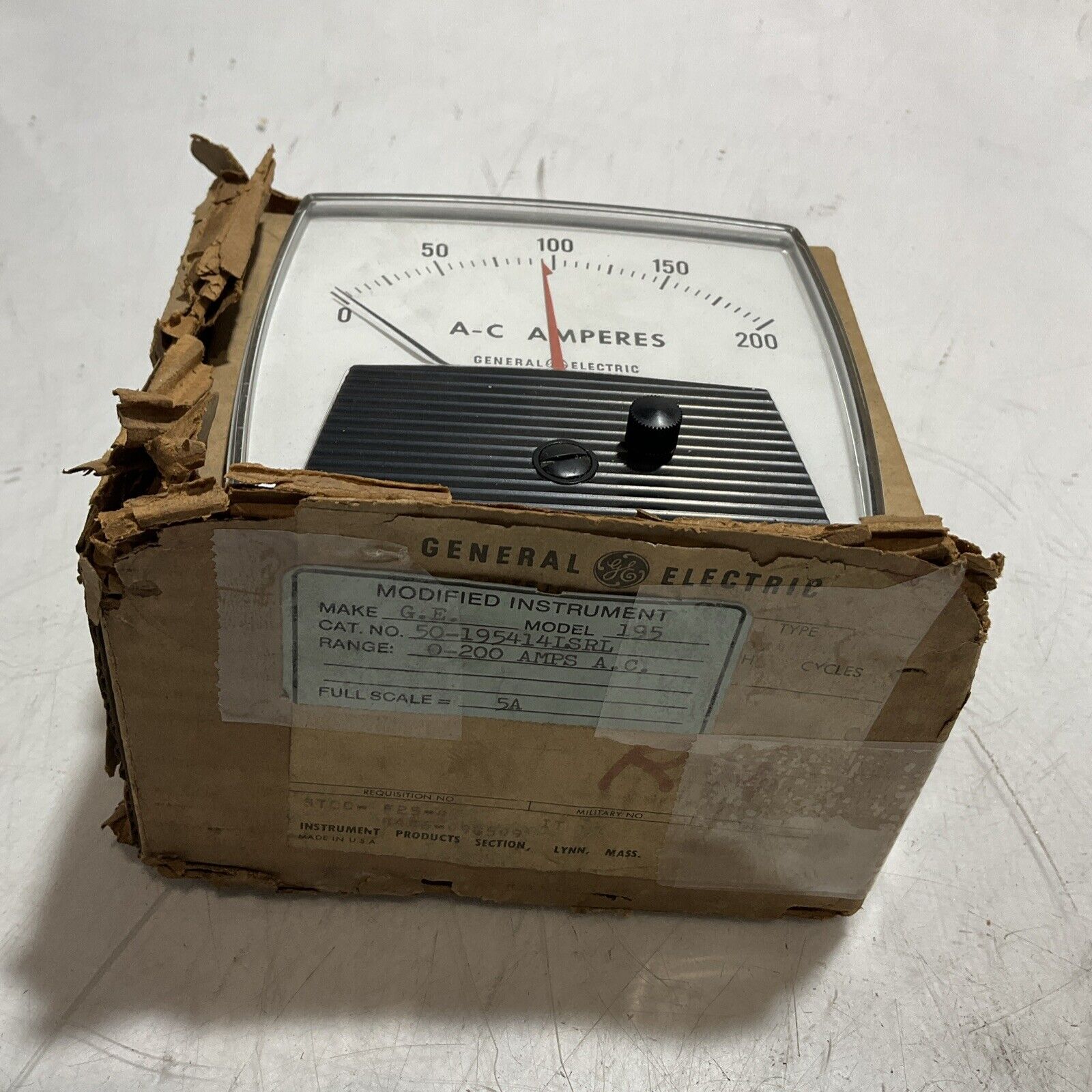 GE GENERAL  ELECTRIC  50-195414LSRL  SERIES 195 A-C AMPERES  0-200AMPS  A.C  U3S